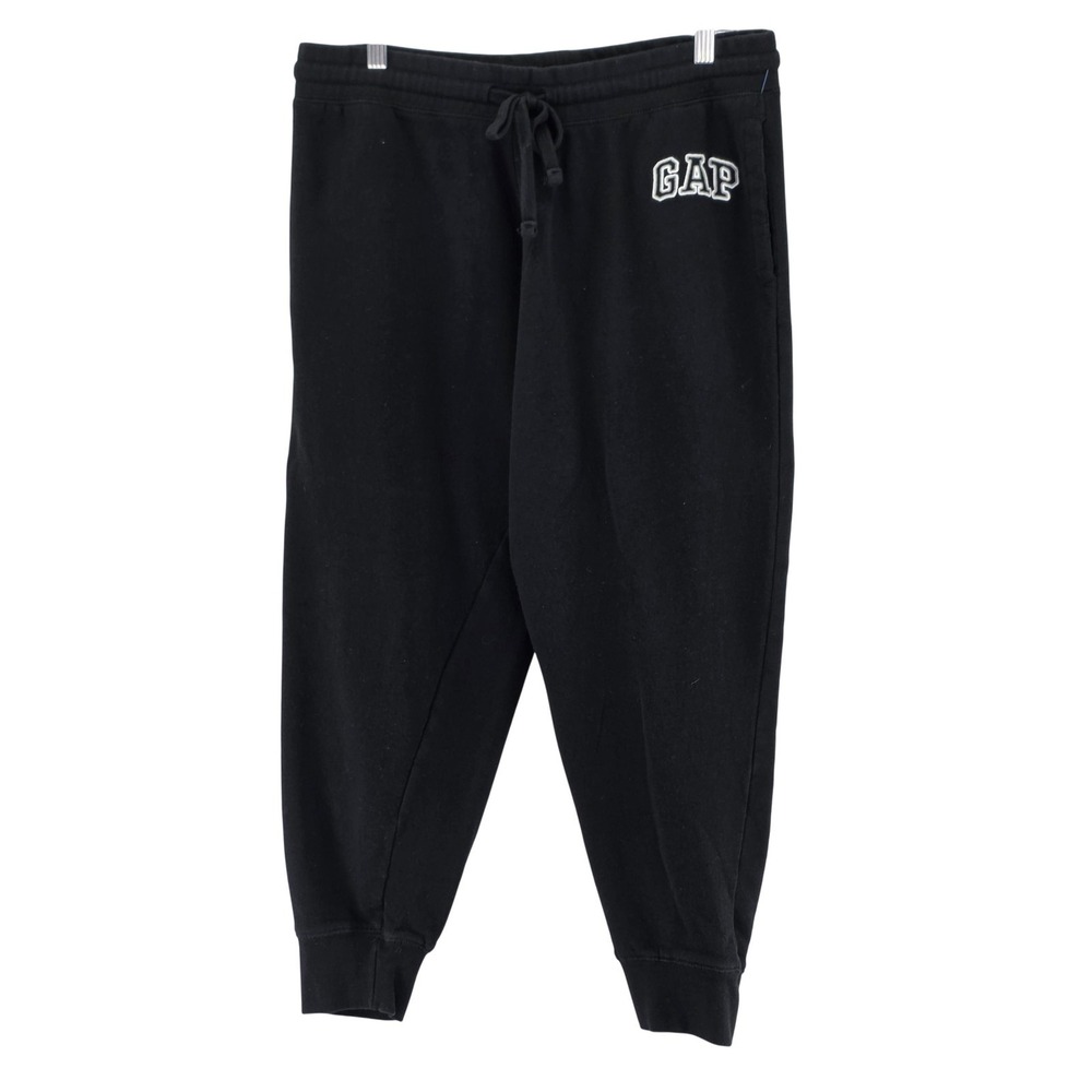 Gap Sweatpants Mens L Black Fleece Joggers Elastic Waist Logo Casual‎ Streetwear